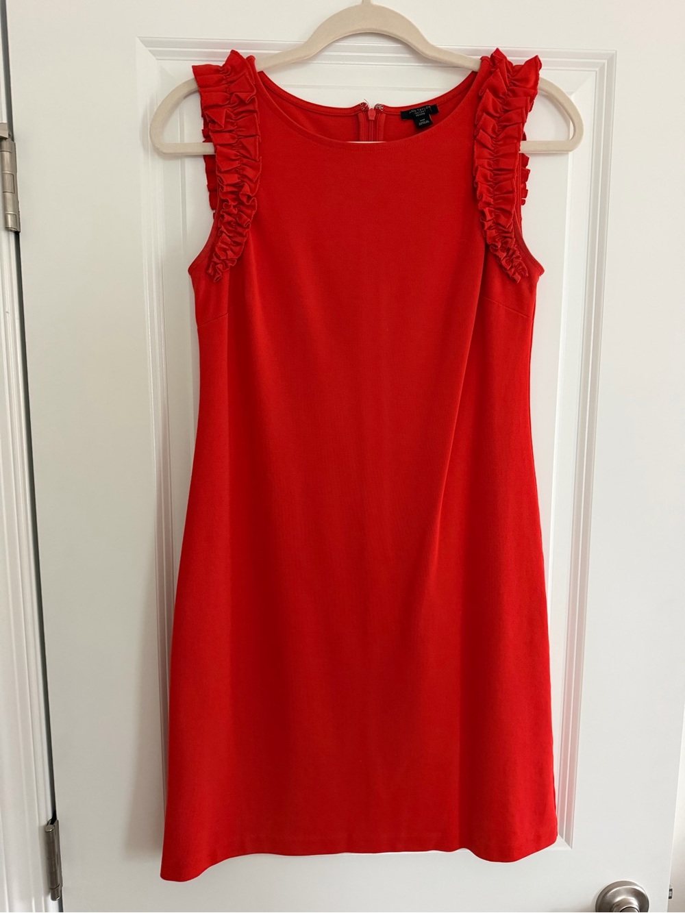Talbo Red Ruffle-Sleeve Shift Dress